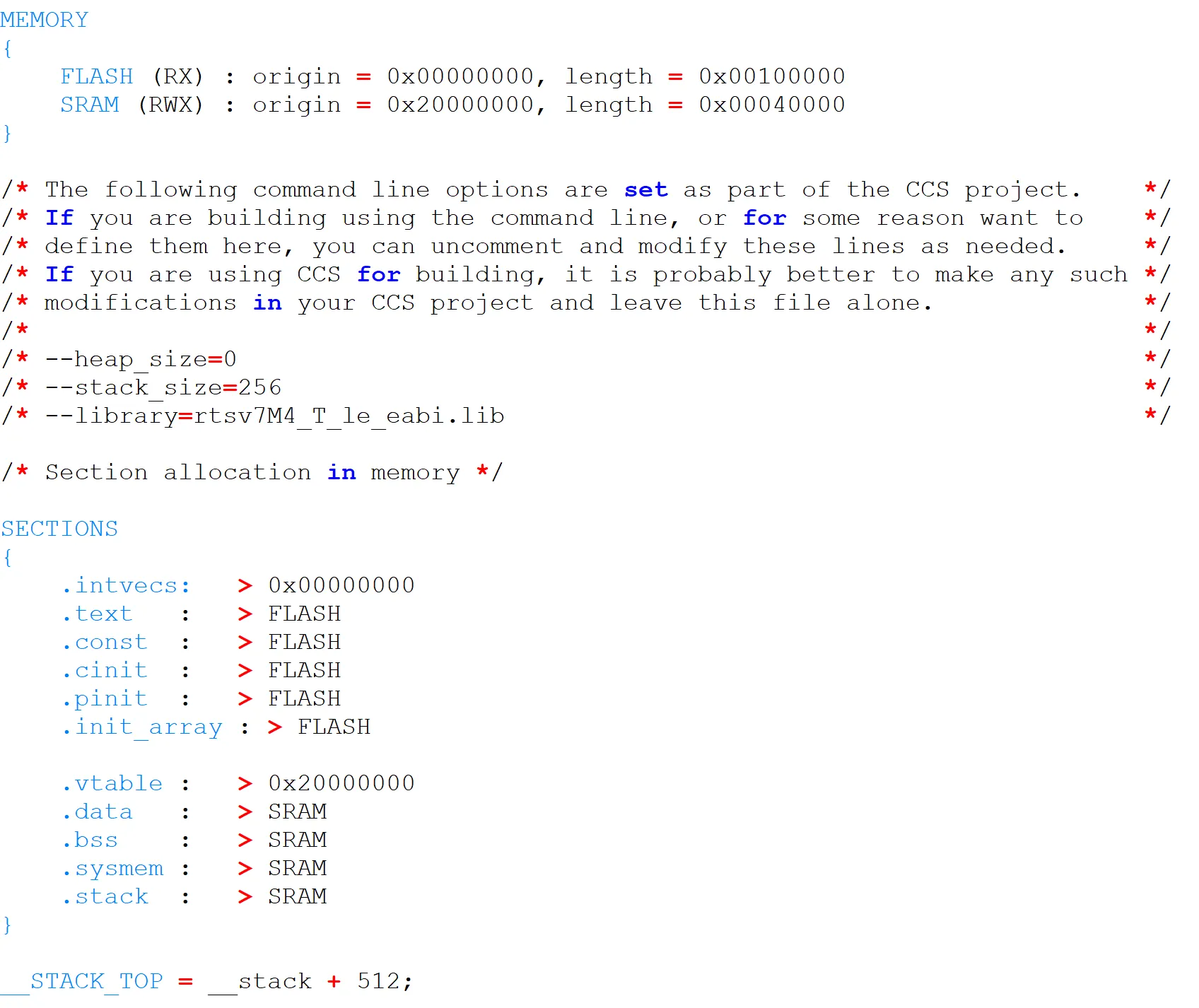 Linker Script example